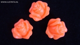 Resin cabochon roosje 14 mm oranje