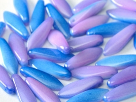 Glass Daggers 5 x 16mm Chalk White Funky Blue (10 stuks)