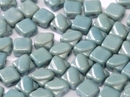 Silky Beads 2-hole 6 x 6 mm Alabaster Baby Blue Luster (per  14)