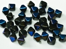 Bicone Beads 6 mm Jet Full Azuro (per 50)