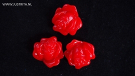 Resin cabochon roosje 14 mm rood.