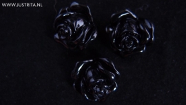 Resin cabochon roosje 14 mm zwart