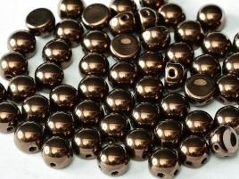 2-hole Cabochon 6 mm Jet Bronze (per 6)