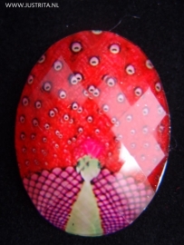 Resin Cabochon "pauw" Rood
