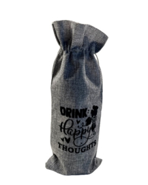 Jute wijnzak Drink happy thougts