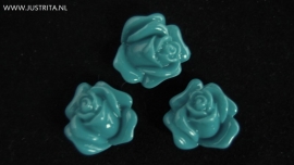 Resin cabochon roosje 14 mm "teal"