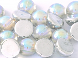 Dome Beads 12 x 7 Crystal Silver Rainbow (per 5)
