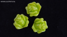 Resin cabochon roosje 14 mm appelgroen