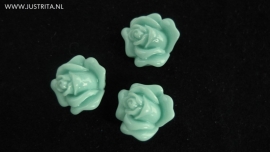 Resin cabochon roosje 14 mm zeegroen