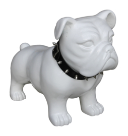 buldog pup kunststof hoogglans wit decoratief