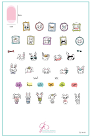 Clear Jelly Stamper - Big Stamping Plate - CJS_H65 -Hipster Bunnies