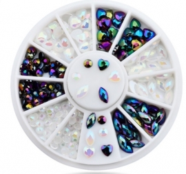 Nagel Wiel - Rhinestones -  Zwart & Wit