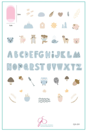 Clear Jelly Stamper - Big Stamping Plate - CJS_231 - Alphabet - Bubble Letter Forest
