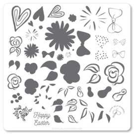 Clear Jelly Stamper - Medium Stamping Plate - CJS_H54 - Easter Egg Denty Decals