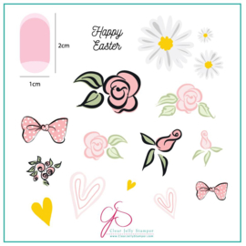 Clear Jelly Stamper - Medium Stamping Plate - CJS_H54 - Easter Egg Denty Decals