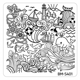 Bundle Monster - Hangloose Nail Art Manicure Stamping Plate - BM-S401, Turbulent Seas