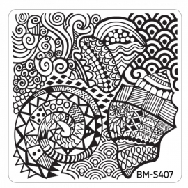 Bundle Monster - Hangloose Nail Art Manicure Stamping Plate - BM-S407, Tribal Waters