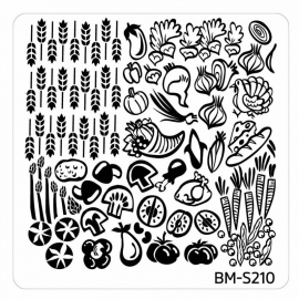 Bundle Monster - Thanksgiving Themed Square Nail Art Stamping Plate - BM-S210, The Fall Feast