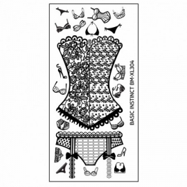 Bundle Monster - Naughty XL Nail Art Stamping Plates - Basic Instinct (BM-XL304): Sexy Lingerie