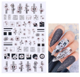 Nailways - Nail Stickers - F810 - Opposite Flowers