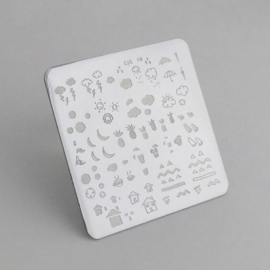 Clear Jelly Stamper - Stamping Plate - CJS_18 - MINI Summer Drinks & Fruits Doodle