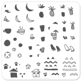 Clear Jelly Stamper - Stamping Plate - CJS_20 - Summer Drinks and Fruits