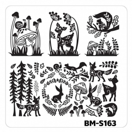 Bundle Monster - Nail Art Stamping Plates - Fuzzy and Ferocious: BM-S163, Woodland Creatures