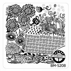 Bundle Monster - Fall Themed Square Nail Art Stamping Plate - BM-S208, Harvest Bounty