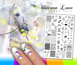 UberChic - Big Nail Stamping Plate - Unicorn Love - 01