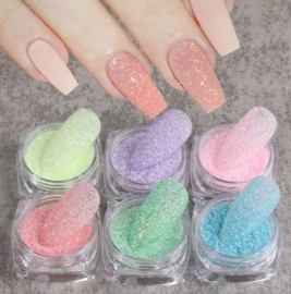 Nailways - Pastel Sugar Glitter Set - 6 Colors