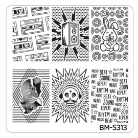 Bundle Monster - Musik City Nail Art Manicure Stamping Plate - BM-S313: Mega Beats