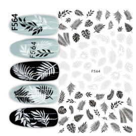 Nailways - Nail Stickers - F564 - Black & White Palms