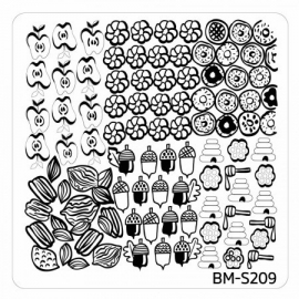 Bundle Monster - Fall Themed Square Nail Art Stamping Plate - BM-S209, Sweet and Nutty