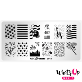 Whats Up Nails - Stamping Plate - B043 Stars and Stripes