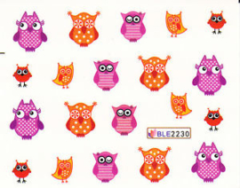 Waterdecals - Red & Purple Owls