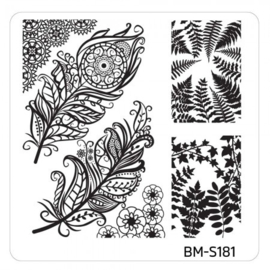 Bundle Monster - Mystic Woods Nail Stamp Plate - Leafy Feathers