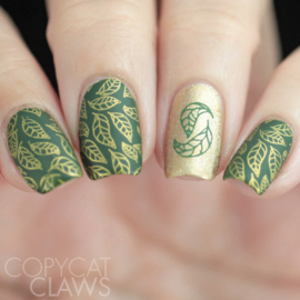 UberChic - Big Nail Stamping Plate - Lovely Leaves - 02