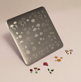 Clear Jelly Stamper - Stamping Plate  - CJS_21 - Flower & Sky Doodle