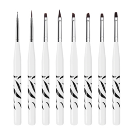 Nailways - Zebra Nagel Penselen Set - Korte Steel (8 stuks)