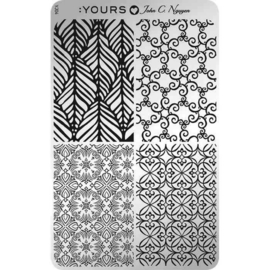 Yours Cosmetics - Stamping Plates - :YOURS Loves John - YLJ04. Floral Stitch