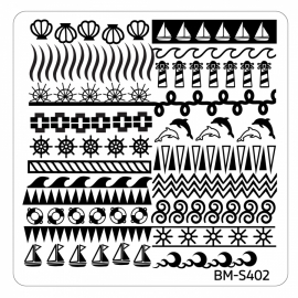 Bundle Monster - Hangloose Nail Art Manicure Stamping Plate - BM-S402, Waves of Plenty