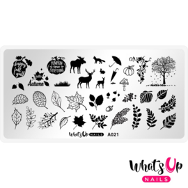 Whats Up Nails - Stamping Plate - A021 - Leaf Pile