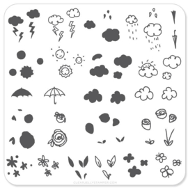 Clear Jelly Stamper - Stamping Plate  - CJS_21 - Flower & Sky Doodle