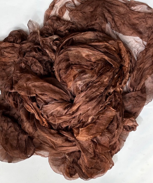 Margilan / gaas kant zijde / Oezbekistan zijde, nummer 39 bruin tinten, zelf geverfd 90 breed prijs per 50 cm