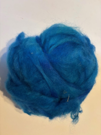 Zelf geverfde wensleydale wol in lont, nummer 1 turquoise blauw  tinten , per 50 gram