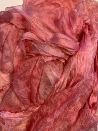 Margilan / gaas kant zijde / Oezbekistan zijde, nummer 6 rosé tinten zelf geverfd 90 breed prijs per 50 cm