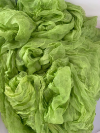 Margilan / gaas kant zijde / Oezbekistan zijde, nummer 37 lente groen tinten, zelf geverfd 90 breed prijs per 50 cm