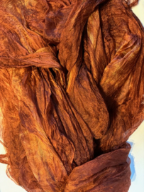Margilan / gaas kant zijde / Oezbekistan zijde, nummer 30 koper bruin tinten zelf geverfd 90 breed prijs per 50 cm