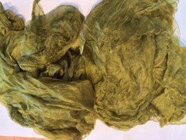 Margilan /gaas kant zijde / Oezbekistan zijde, nummer 24 groen  tinten zelf geverfd 90 breed prijs per 50 cm