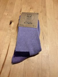 Alpaca sokken , 85% alpaca 10 % katoen5 % polyester maat 36-41 paars blokjes